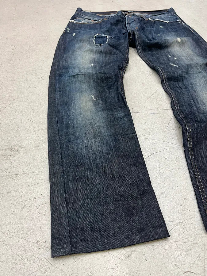 AW2010 Cavalli Faded Navy Obscure Distressed Denim Jeans nYzgRiL 5