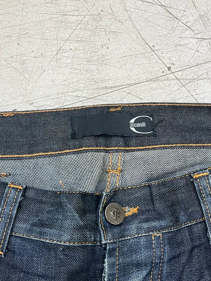 AW2010 Cavalli Faded Navy Obscure Distressed Denim Jeans nYzgRiL 11