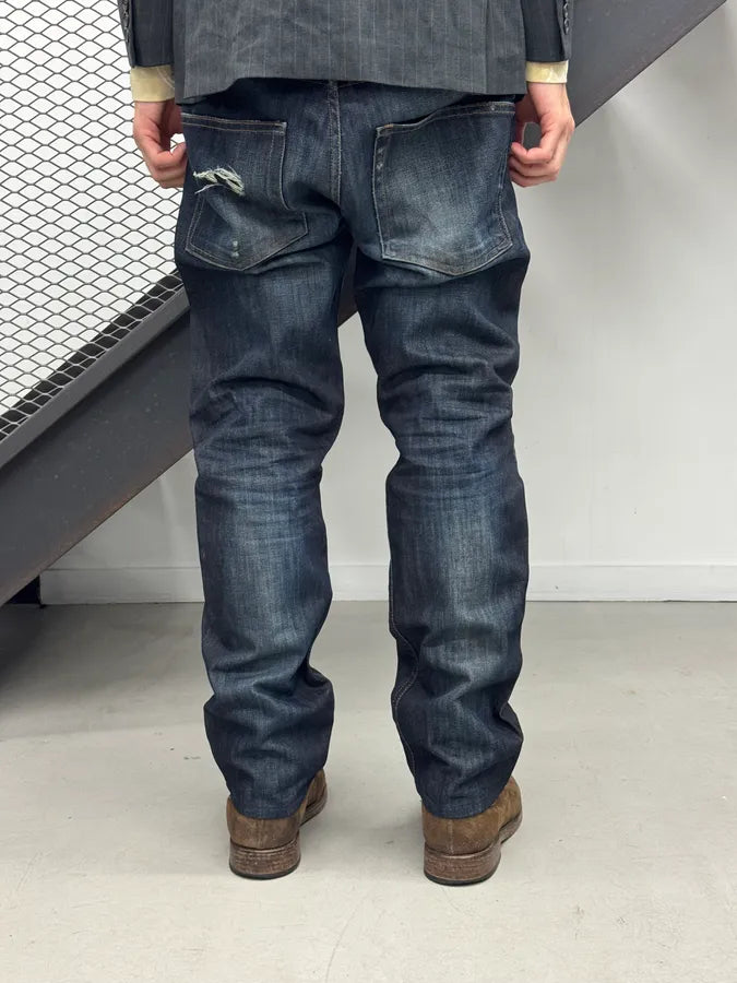 AW2010 Cavalli Faded Navy Obscure Distressed Denim Jeans nYzgRiL 2
