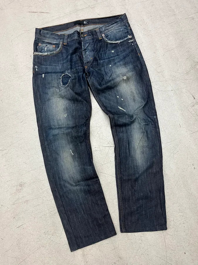 AW2010 Cavalli Faded Navy Obscure Distressed Denim Jeans nYzgRiL 4