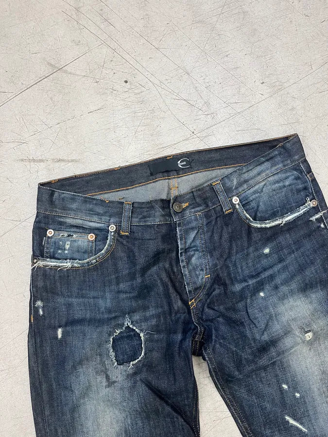 AW2010 Cavalli Faded Navy Obscure Distressed Denim Jeans nYzgRiL 6