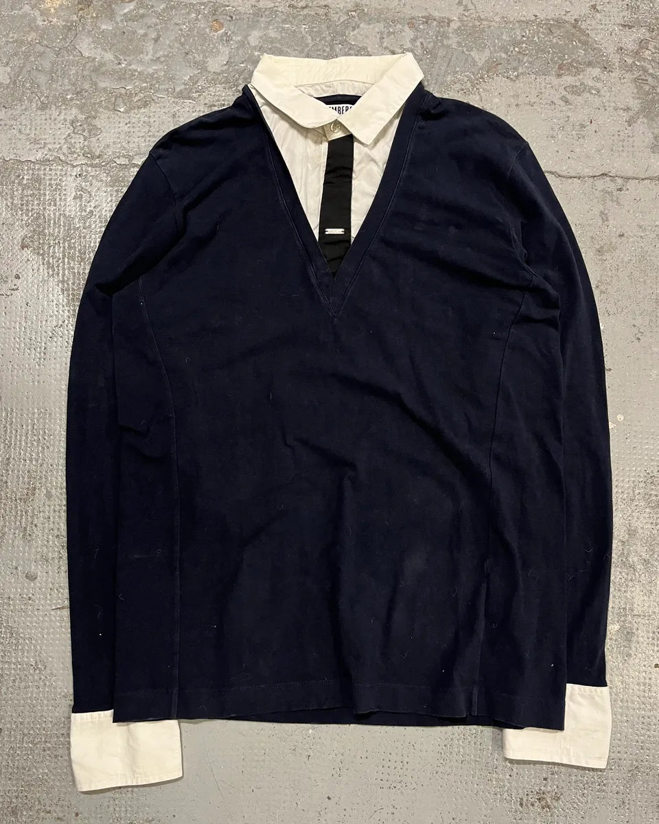 AW2010 Dirk Bikkembergs Navy Longsleeves White Shirt & Black Tie IULaLGY 3