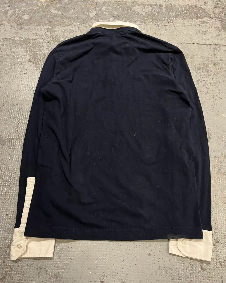 AW2010 Dirk Bikkembergs Navy Longsleeves White Shirt & Black Tie IULaLGY 6