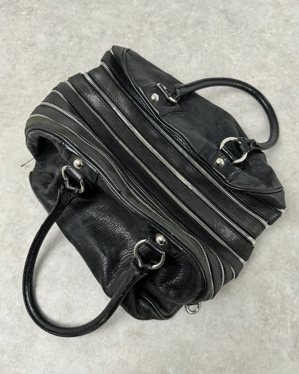 AW2010 Dolce & Gabbana Black Leather Multi Zip Lily Handle Bag npegkZc 0