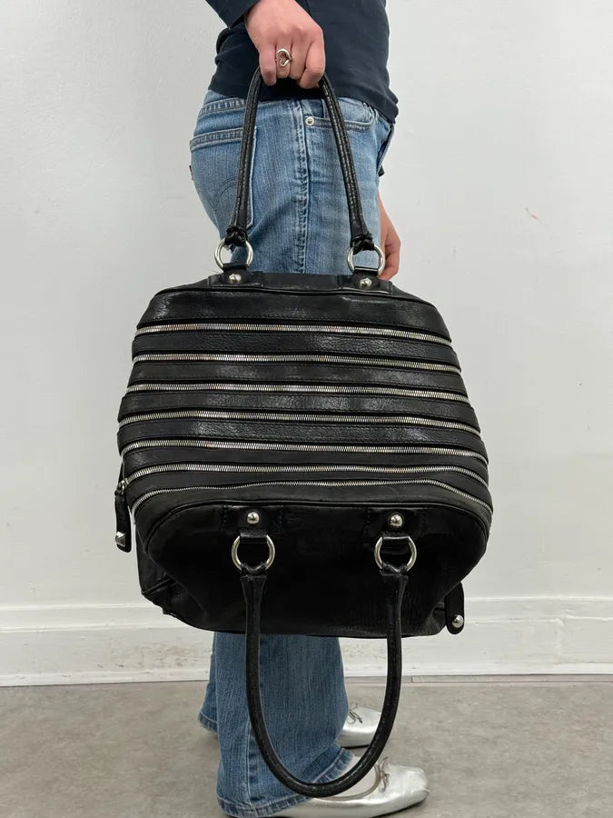 AW2010 Dolce & Gabbana Black Leather Multi Zip Lily Handle Bag npegkZc 2