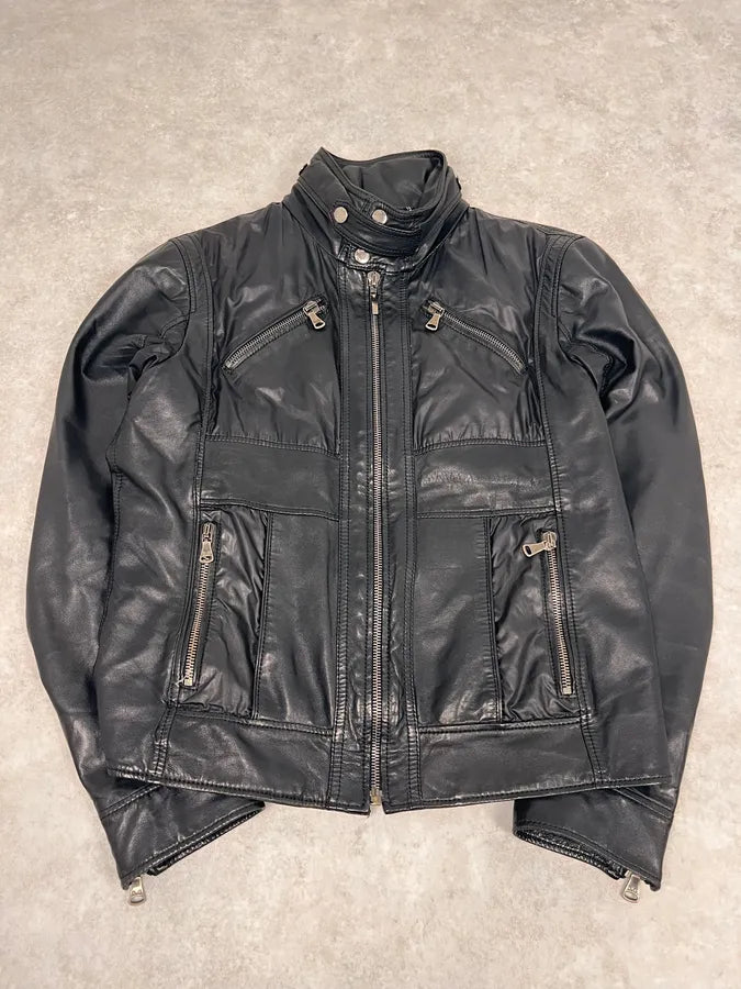 AW2010 Dolce & Gabbana Black Multi Zips Leather Jacket JmpPGef 0