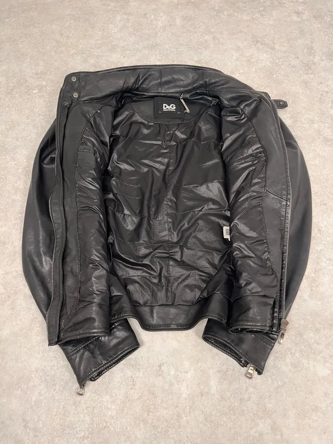 AW2010 Dolce & Gabbana Black Multi Zips Leather Jacket JmpPGef 6