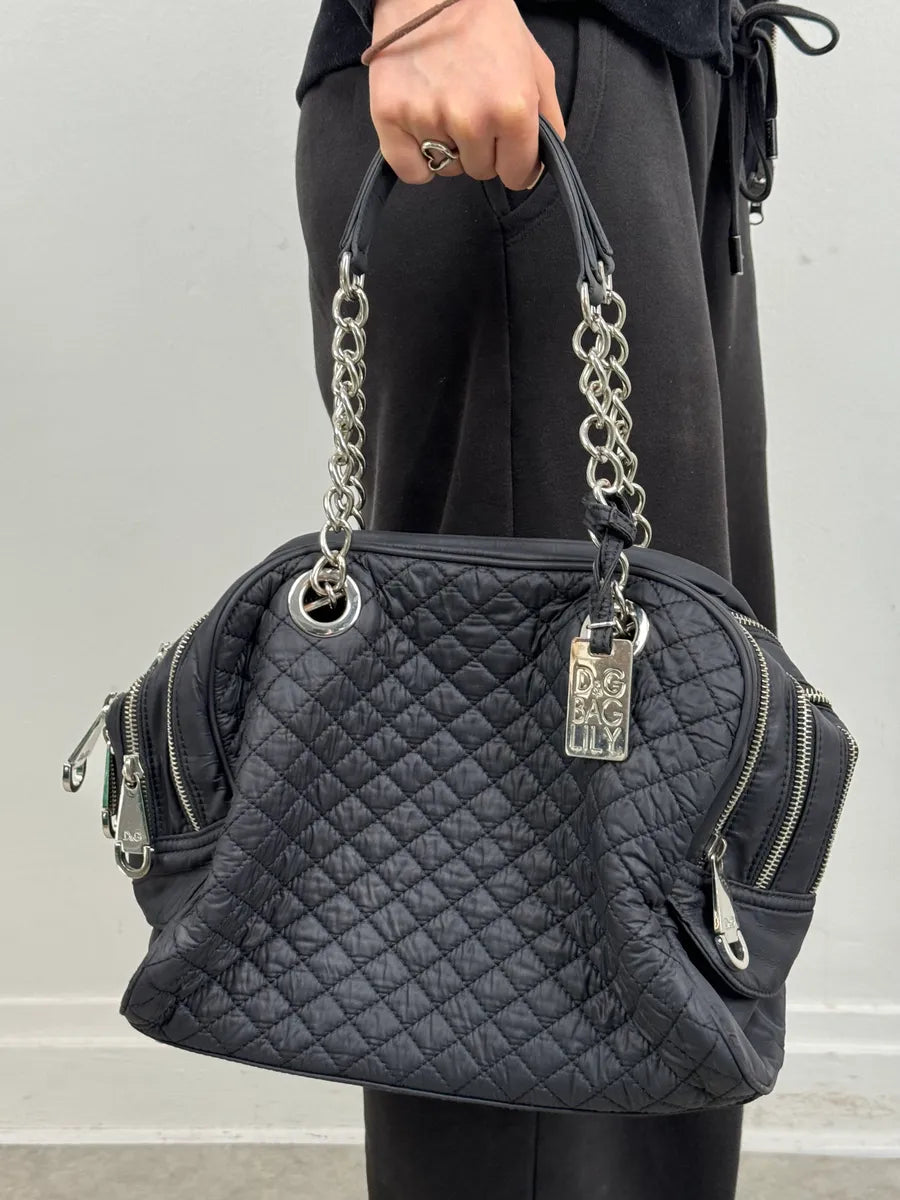 AW2010 Dolce & Gabbana Black Puffer Multi Zips Lily Bag oqidQPY 1