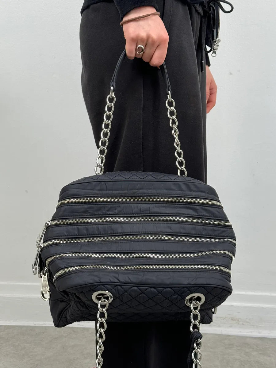 AW2010 Dolce & Gabbana Black Puffer Multi Zips Lily Bag oqidQPY 2