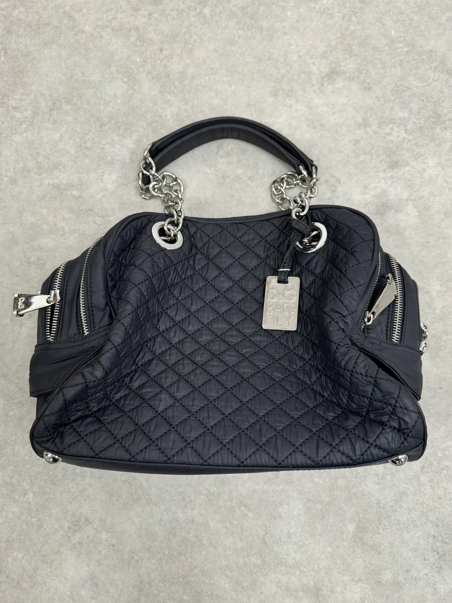 AW2010 Dolce & Gabbana Black Puffer Multi Zips Lily Bag oqidQPY 4