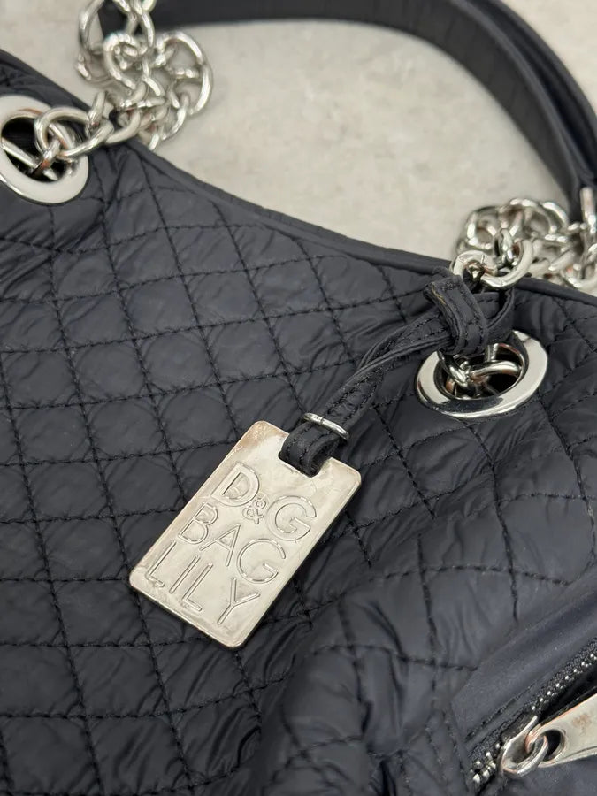 AW2010 Dolce & Gabbana Black Puffer Multi Zips Lily Bag oqidQPY 5
