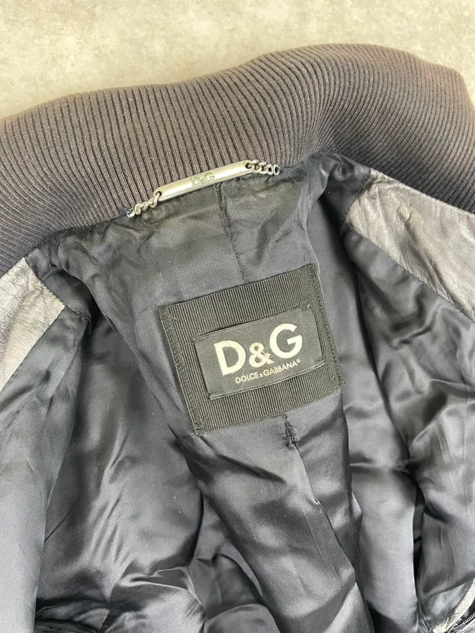 AW2010 Dolce & Gabbana Blue Lamb Leather Aviator Jacket  lGJPcbE 10