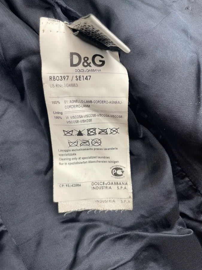 AW2010 Dolce & Gabbana Blue Lamb Leather Aviator Jacket  lGJPcbE 12