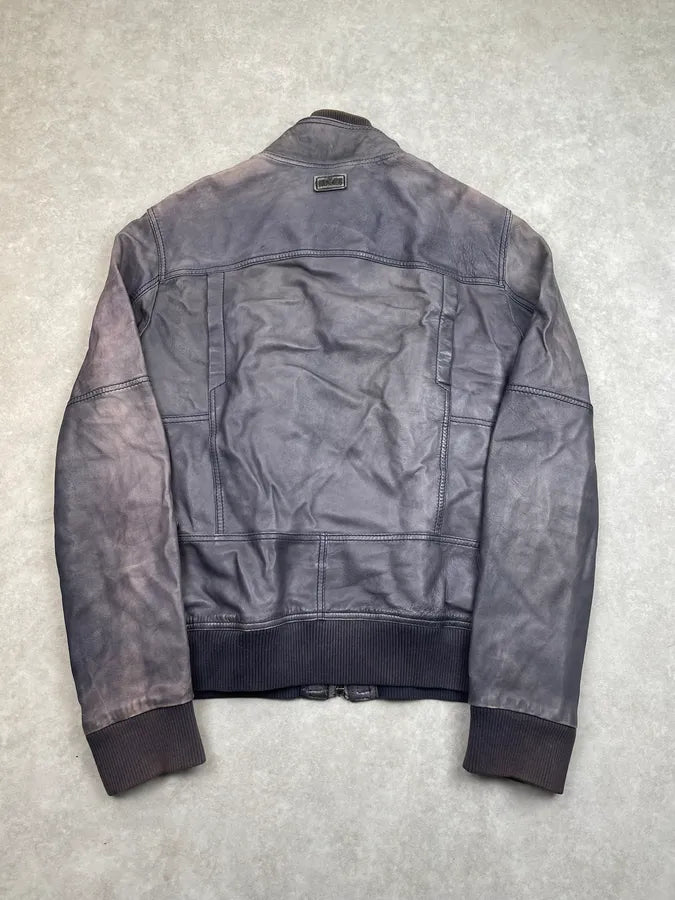 AW2010 Dolce & Gabbana Blue Lamb Leather Aviator Jacket  lGJPcbE 4
