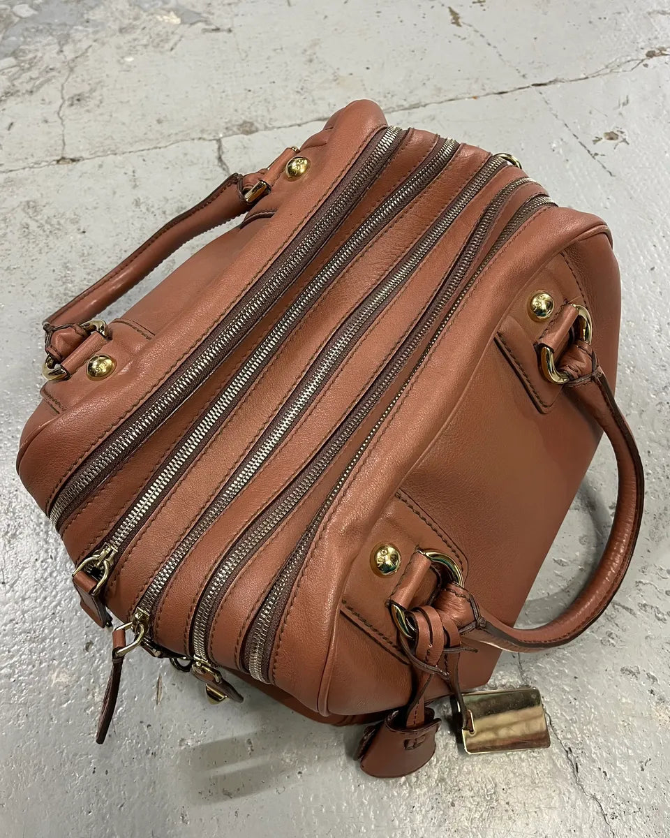 AW2010 Dolce & Gabbana Brown Leather Multi-Zip Lily Bag KJfuDjz 0