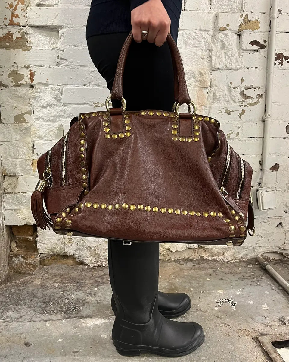 AW2010 Dolce & Gabbana Brown Leather Studded Lily Bag  VNkFssQ 1
