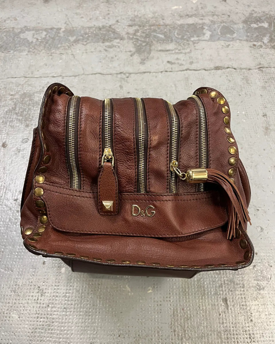 AW2010 Dolce & Gabbana Brown Leather Studded Lily Bag  VNkFssQ 5