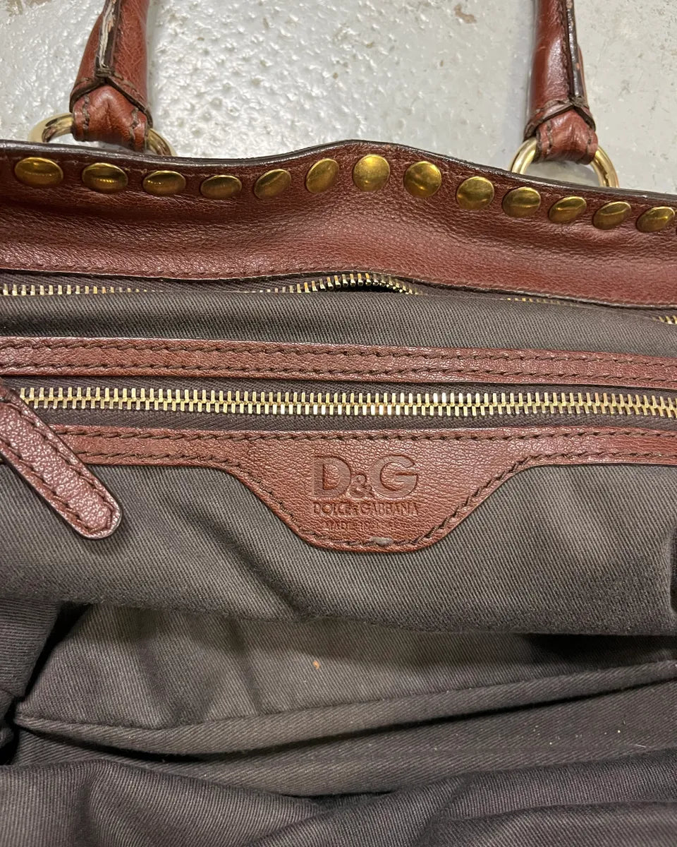 AW2010 Dolce & Gabbana Brown Leather Studded Lily Bag  VNkFssQ 8