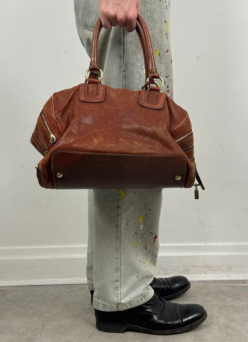 AW2010 Dolce & Gabbana Brown Multi Zip Leather Lily Bag RIOQyTK 1