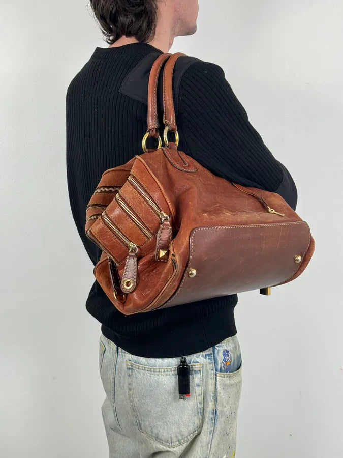 AW2010 Dolce & Gabbana Brown Multi Zip Leather Lily Bag RIOQyTK 2