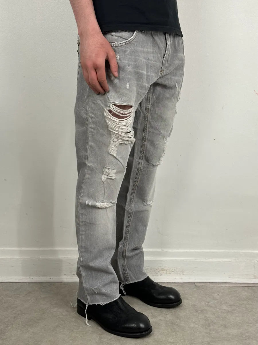 AW2010 Dolce & Gabbana Distressed Grey Denim Jeans EjuhJod 1