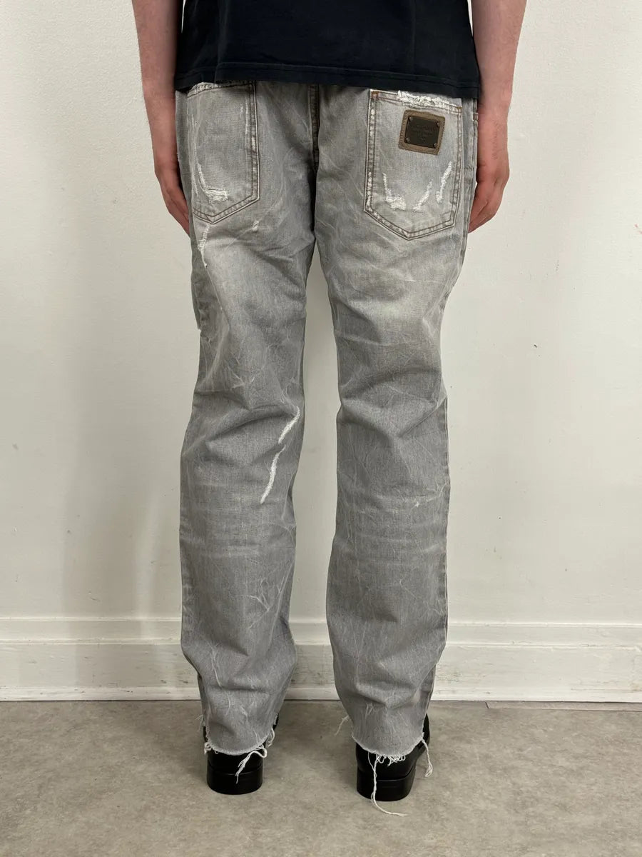 AW2010 Dolce & Gabbana Distressed Grey Denim Jeans EjuhJod 2