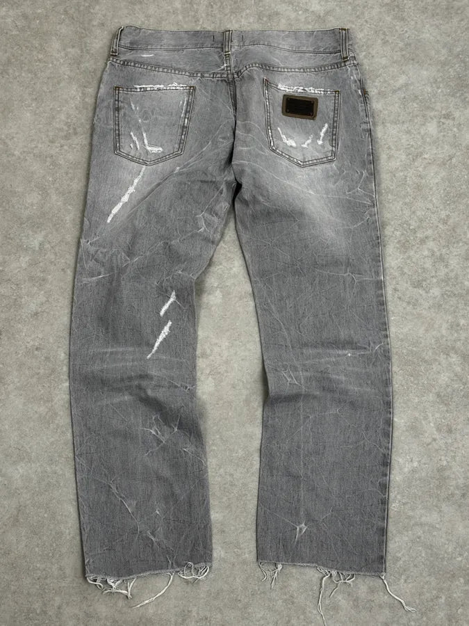AW2010 Dolce & Gabbana Distressed Grey Denim Jeans EjuhJod 4