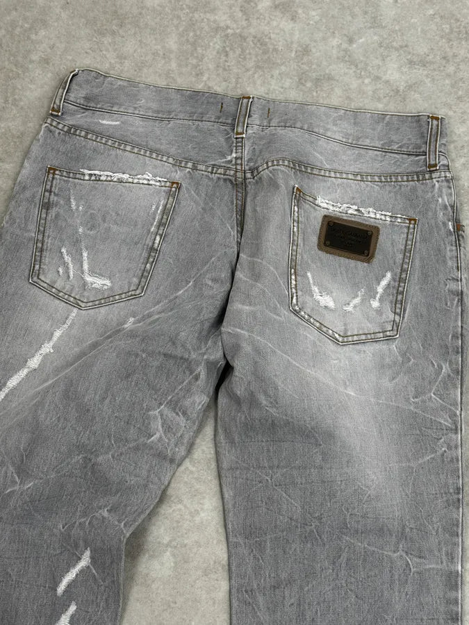 AW2010 Dolce & Gabbana Distressed Grey Denim Jeans EjuhJod 6