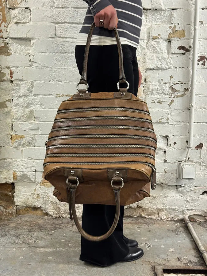 AW2010 Dolce & Gabbana Lily Multi-Zip Brown Leather Handle Bag voyqtDh 0