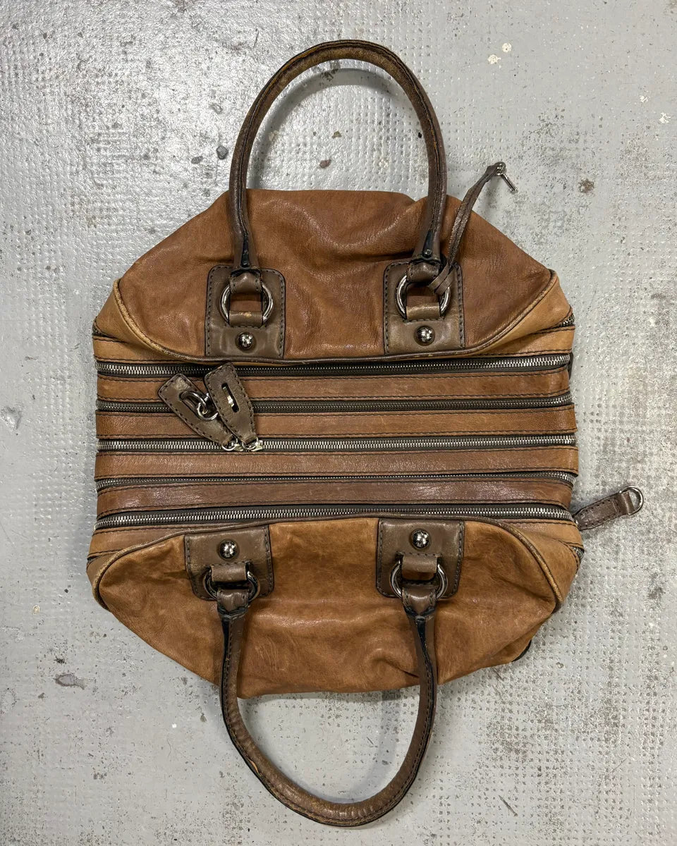 AW2010 Dolce & Gabbana Lily Multi-Zip Brown Leather Handle Bag voyqtDh 1