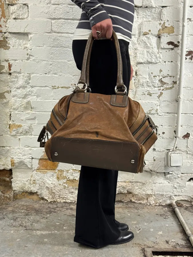 AW2010 Dolce & Gabbana Lily Multi-Zip Brown Leather Handle Bag voyqtDh 2