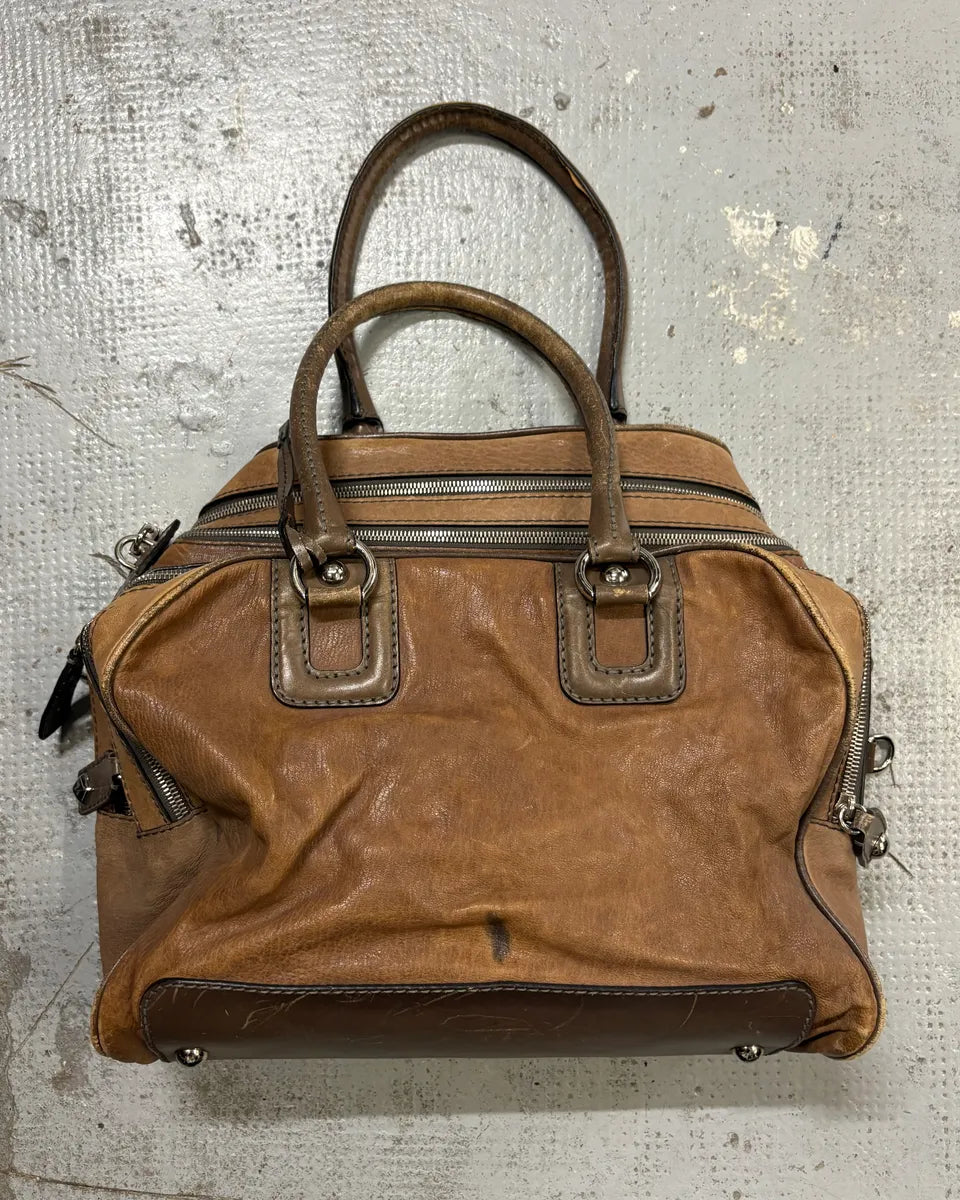 AW2010 Dolce & Gabbana Lily Multi-Zip Brown Leather Handle Bag voyqtDh 3