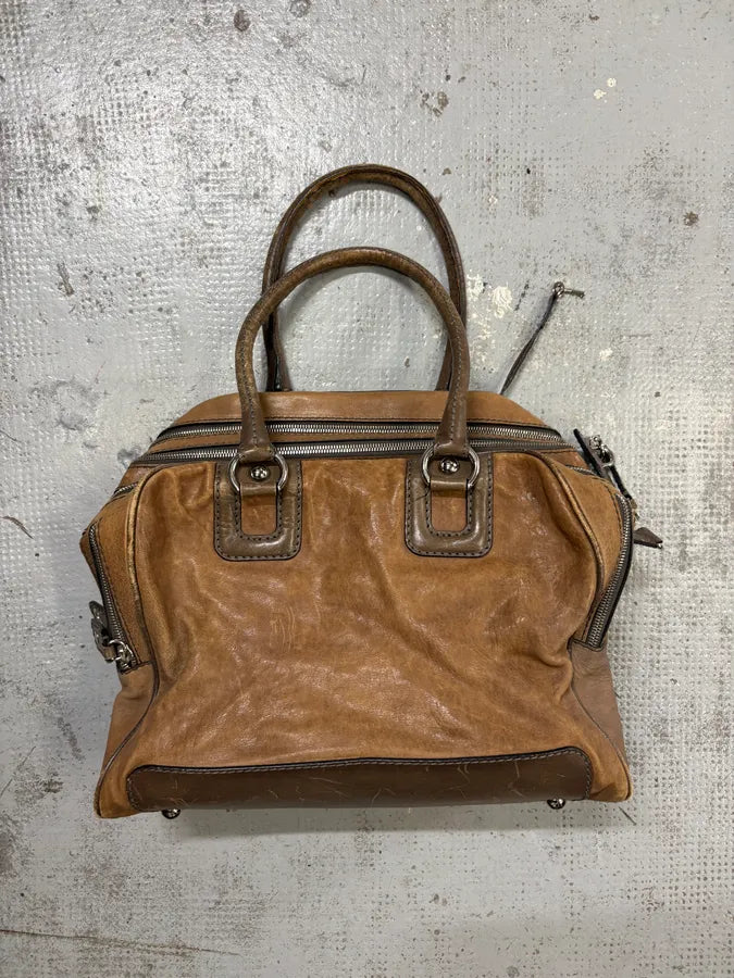 AW2010 Dolce & Gabbana Lily Multi-Zip Brown Leather Handle Bag voyqtDh 6