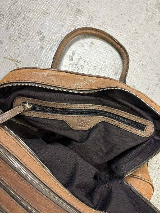 AW2010 Dolce & Gabbana Lily Multi-Zip Brown Leather Handle Bag voyqtDh 9