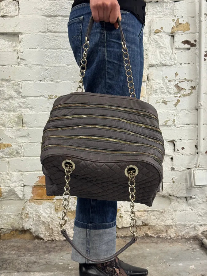 AW2010 Dolce & Gabbana Lily Multi-Zip Quilted Grey Handle Bag PTpMTzj 0