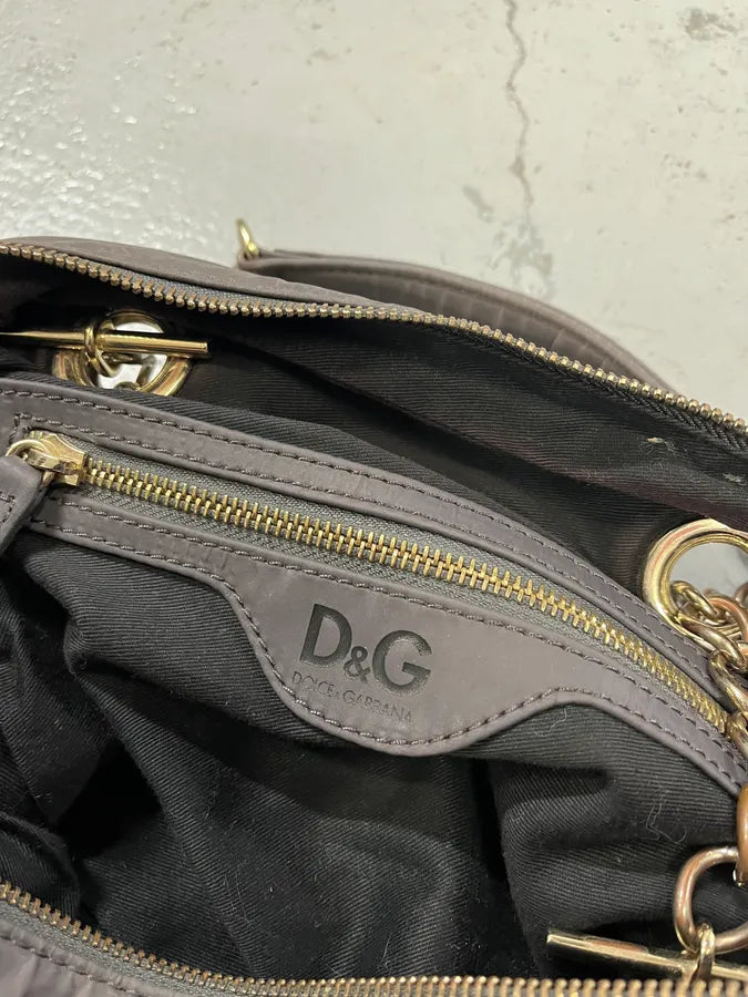 AW2010 Dolce & Gabbana Lily Multi-Zip Quilted Grey Handle Bag PTpMTzj 9