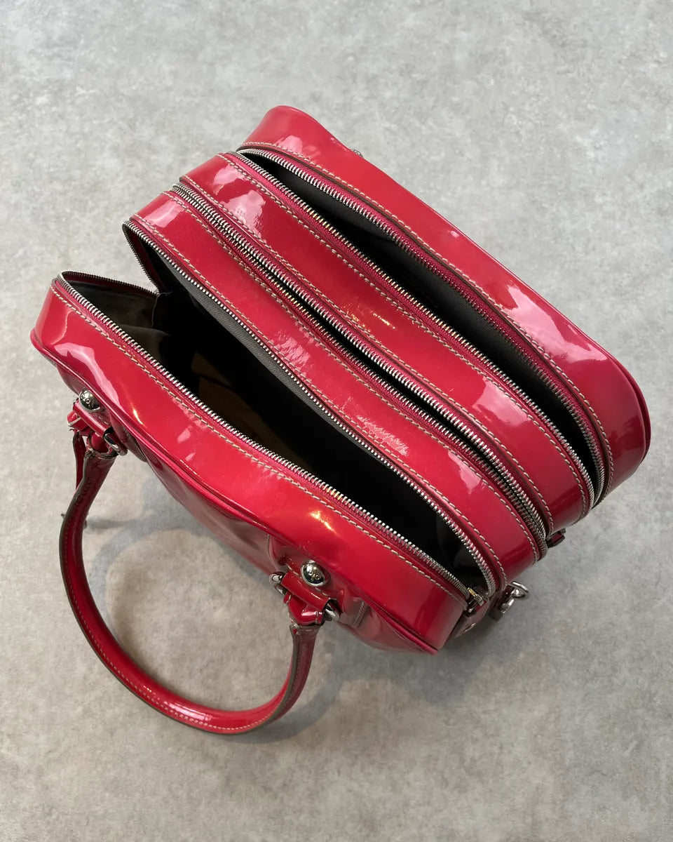 AW2010 Dolce & Gabbana Pink Red Vinyl Multi-Pocket Lily Bag tuhbpUH 1