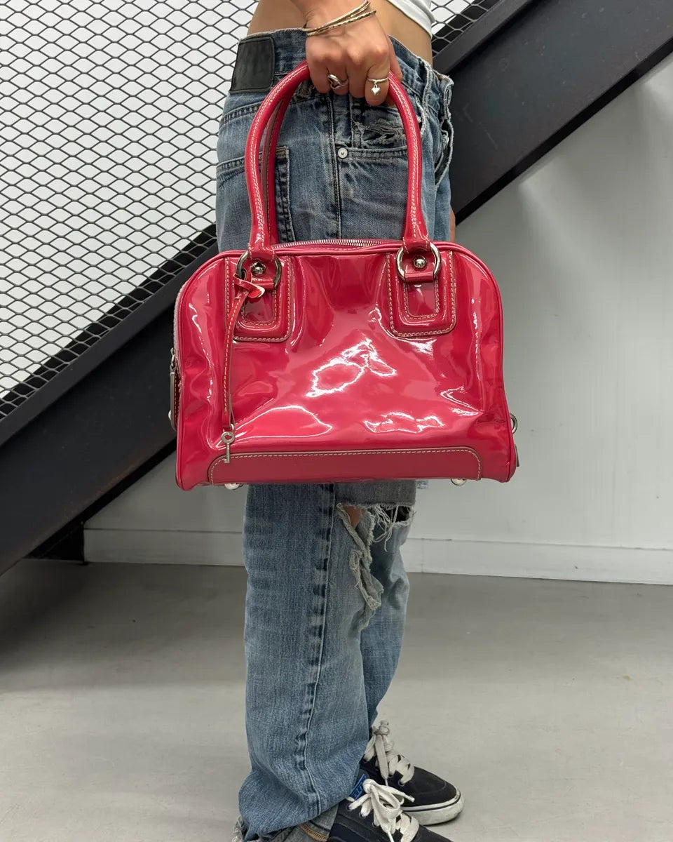 AW2010 Dolce & Gabbana Pink Red Vinyl Multi-Pocket Lily Bag tuhbpUH 2