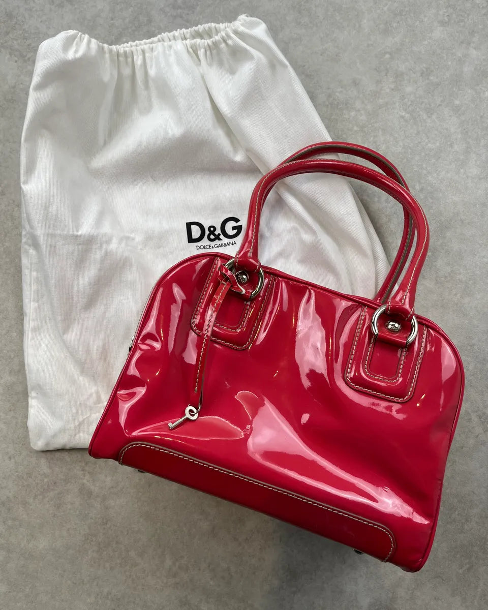 AW2010 Dolce & Gabbana Pink Red Vinyl Multi-Pocket Lily Bag tuhbpUH 3