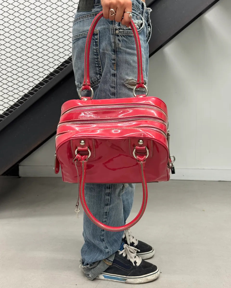 AW2010 Dolce & Gabbana Pink Red Vinyl Multi-Pocket Lily Bag tuhbpUH 4