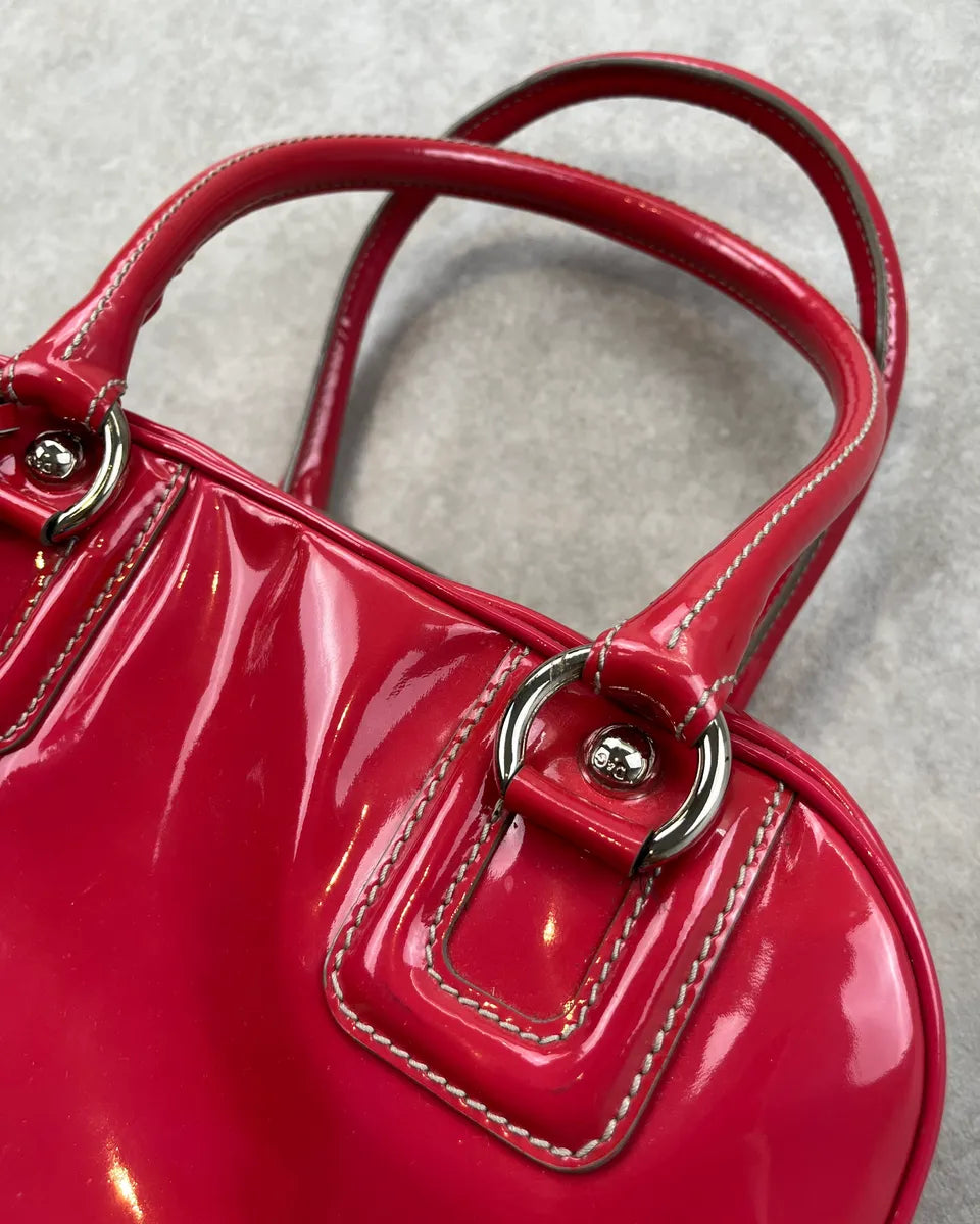 AW2010 Dolce & Gabbana Pink Red Vinyl Multi-Pocket Lily Bag tuhbpUH 6