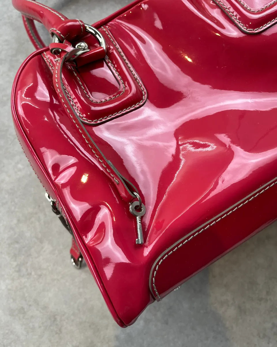 AW2010 Dolce & Gabbana Pink Red Vinyl Multi-Pocket Lily Bag tuhbpUH 7