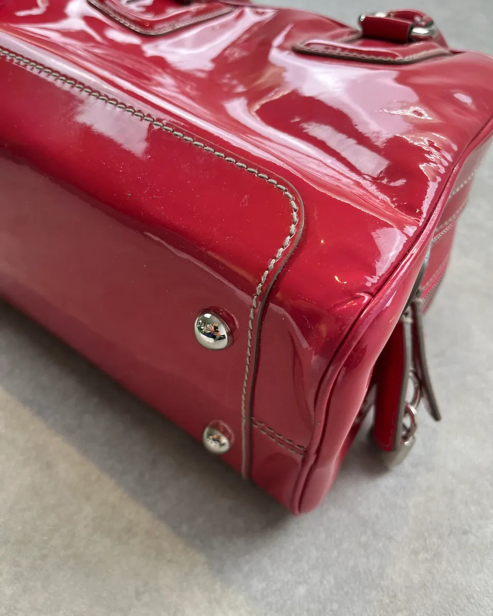 AW2010 Dolce & Gabbana Pink Red Vinyl Multi-Pocket Lily Bag tuhbpUH 8