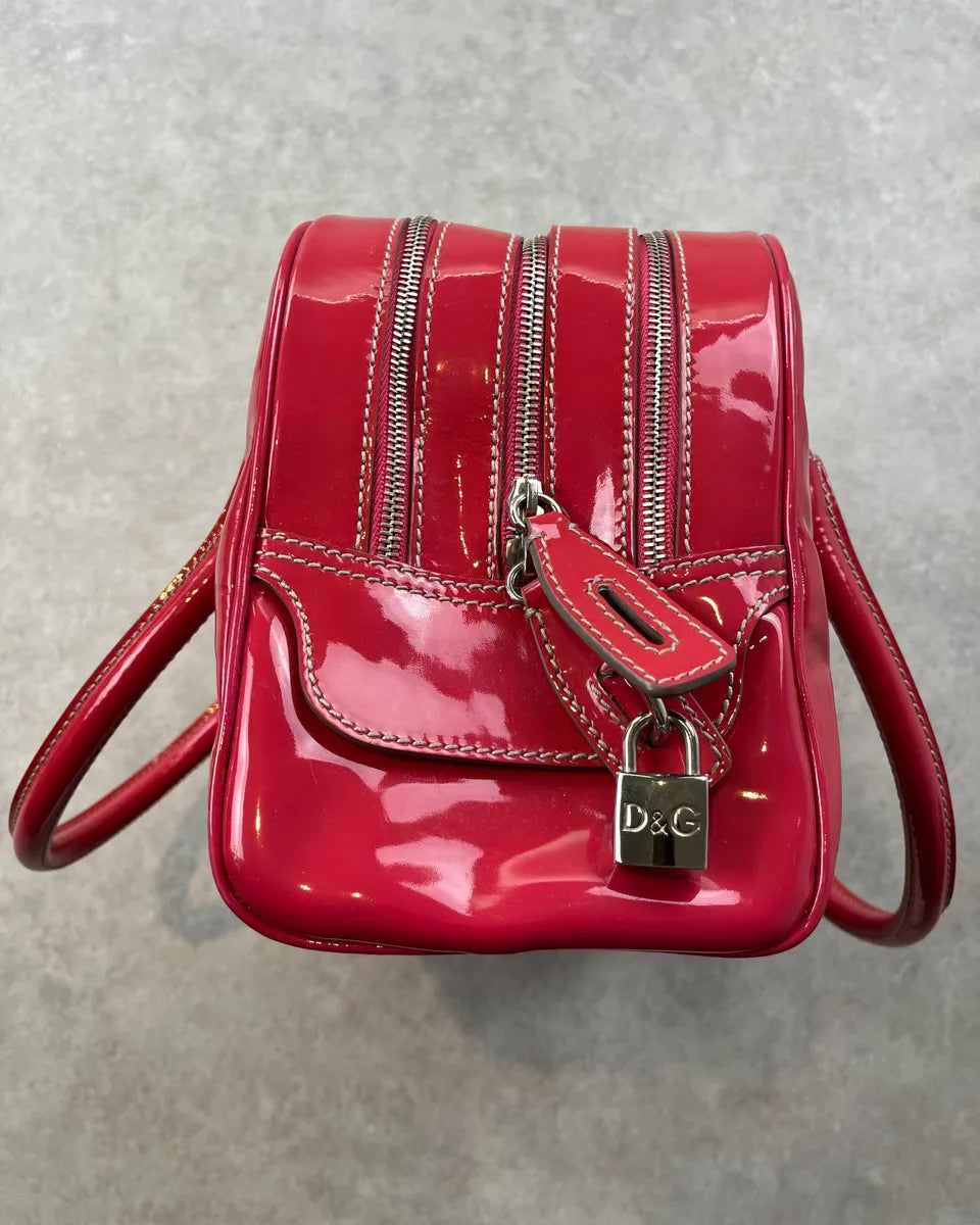 AW2010 Dolce & Gabbana Pink Red Vinyl Multi-Pocket Lily Bag tuhbpUH 9