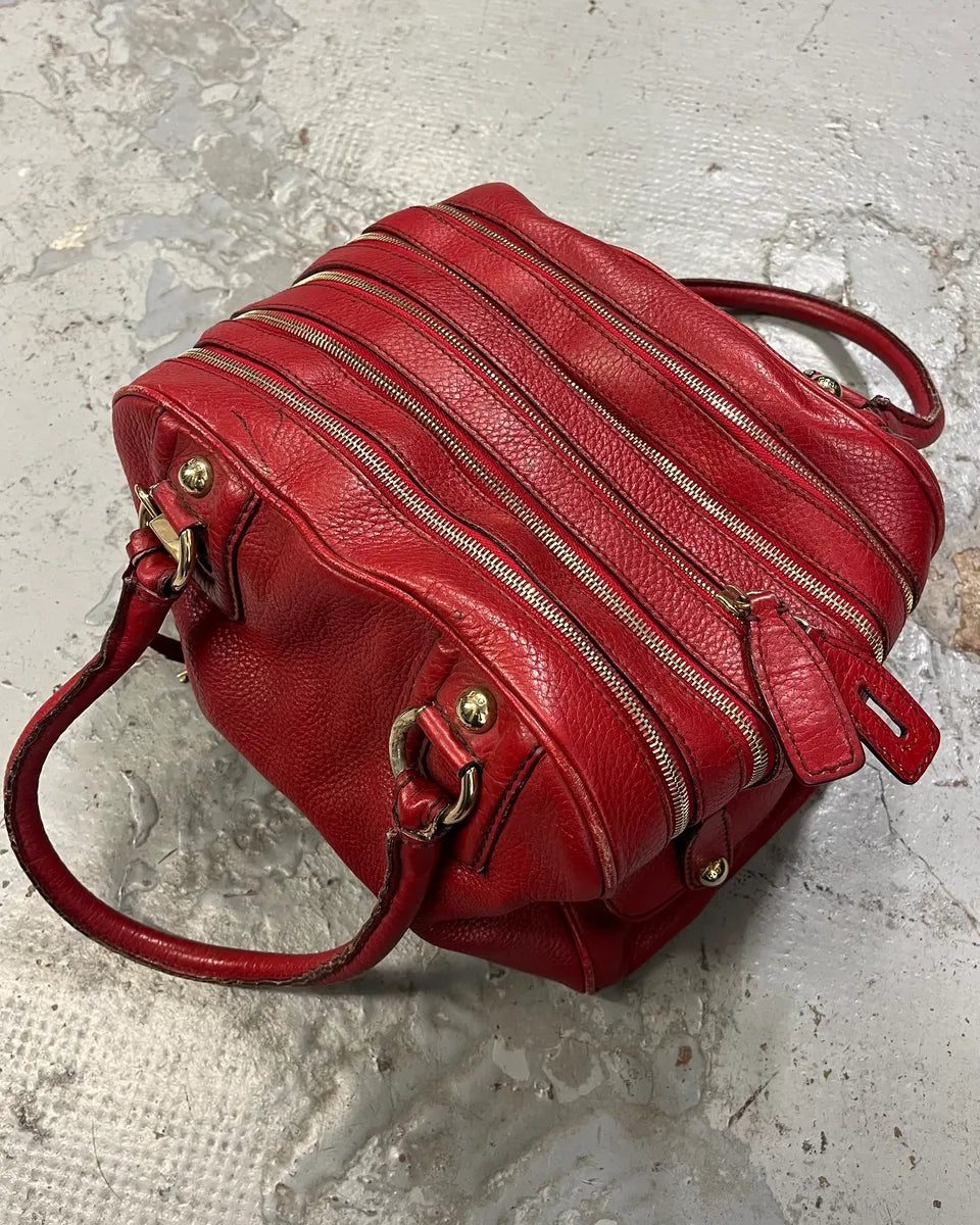 AW2010 Dolce & Gabbana Red Leather Multi-Zip Lily Bag kAhgttE 0
