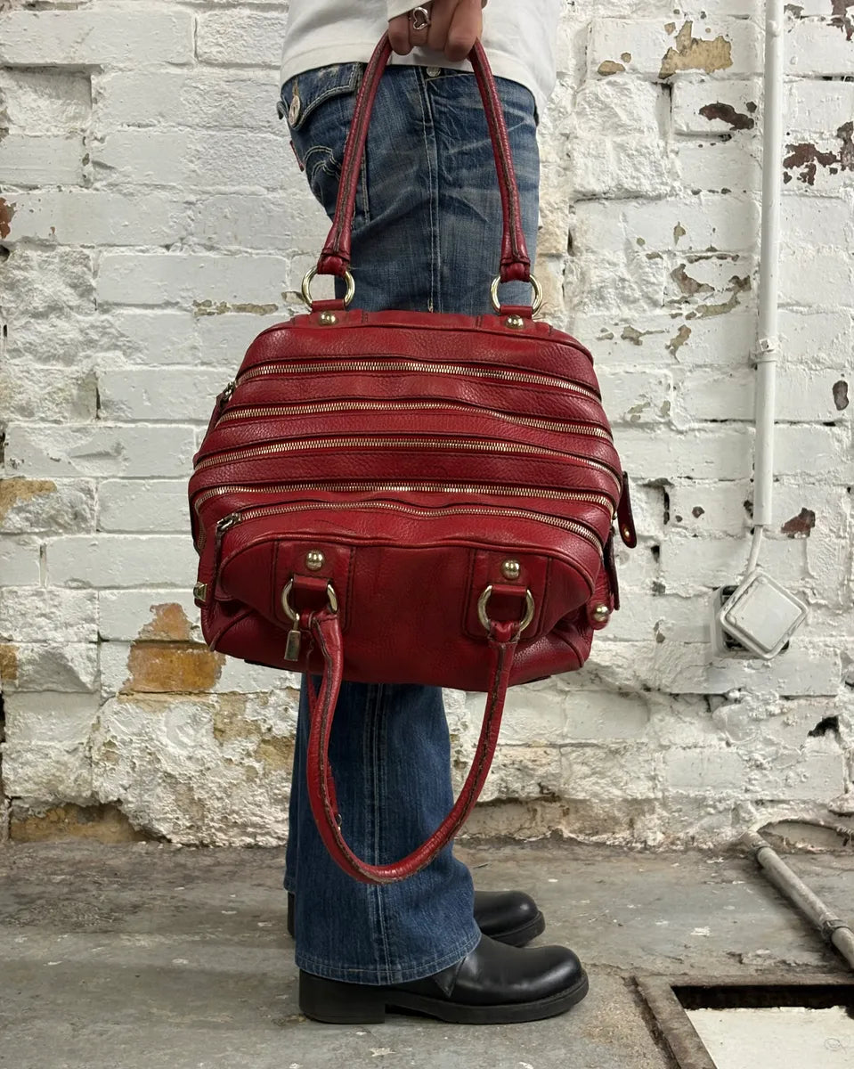 AW2010 Dolce & Gabbana Red Leather Multi-Zip Lily Bag kAhgttE 2