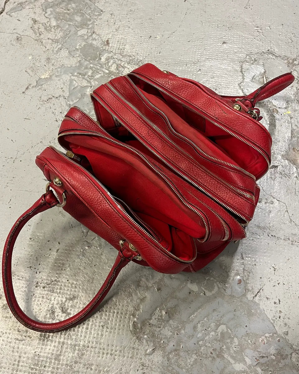 AW2010 Dolce & Gabbana Red Leather Multi-Zip Lily Bag kAhgttE 9