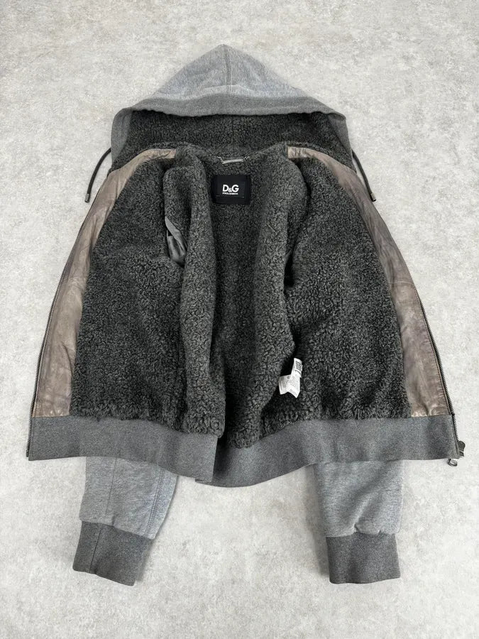 AW2010 Dolce & Gabbana Grey Technical Leather Hooded Jacket epjwHes 6