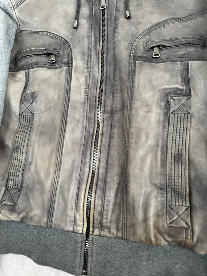 AW2010 Dolce & Gabbana Grey Technical Leather Hooded Jacket epjwHes 7