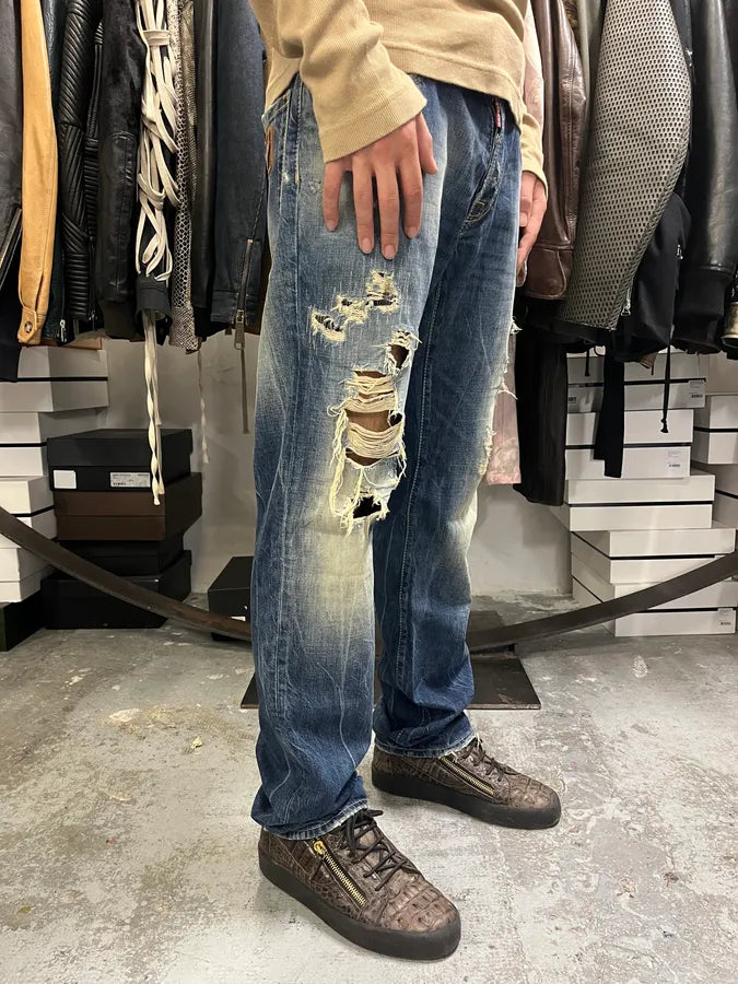 AW2010 Dsquared2 Blue Faded Distressed Denim Jeans fVJwvUb 2